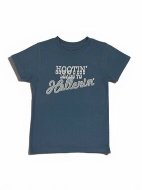 Kids Blue Short-Sleeve Tee with 'Hootin' Leads to Hollerin'' Graphic
